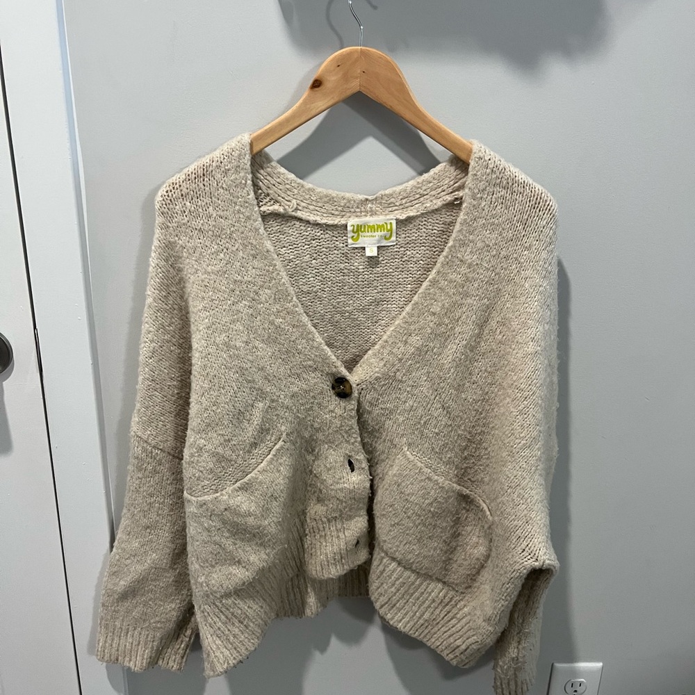 Beige Women's Wool blend Cardigan Sweater